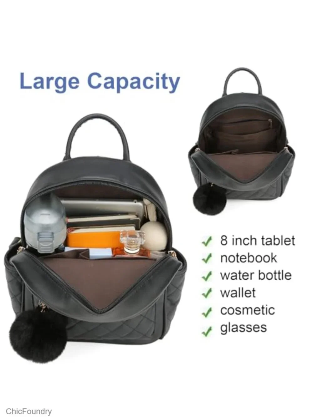 Mini Plaid Vegan Leather Backpack Purse for Women Girls
